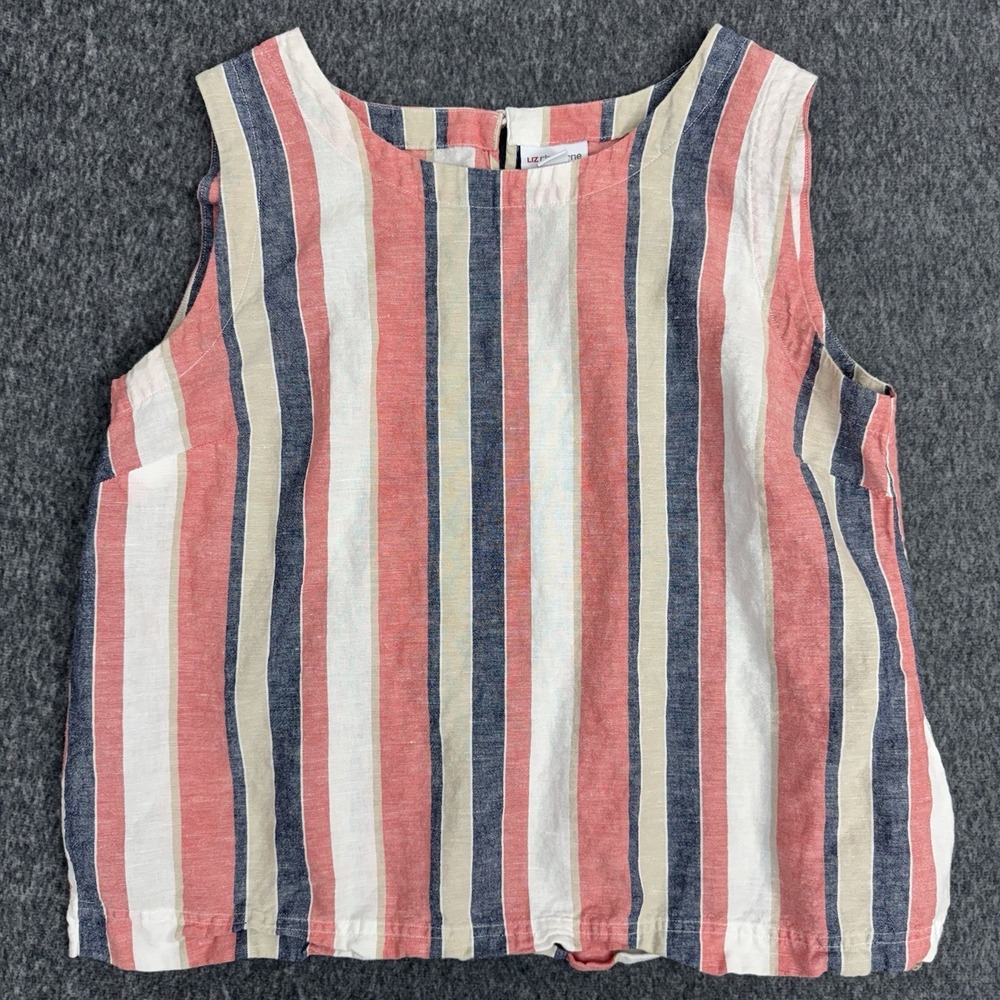 Liz Claiborne Womens Plus Size Tank Top XXL Multicolor Striped Coastal Beachy